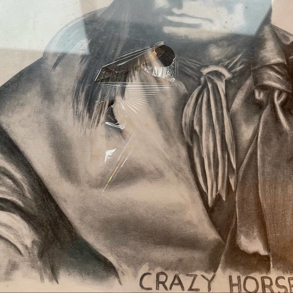 Vintage Native American Indian Art Print Chief Crazy Horse Sioux Ken West 1992 - Picture 3 of 6